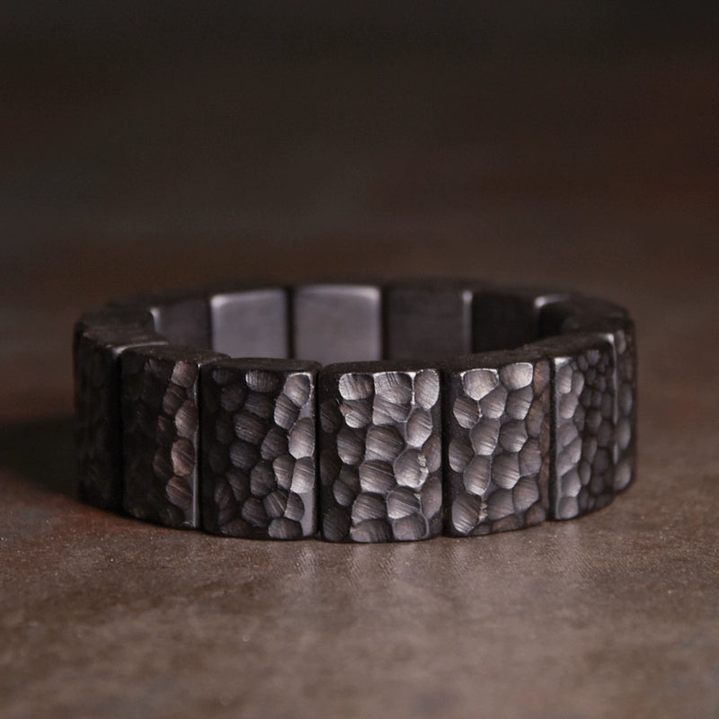 Hand-Hammered Ebony Feng Shui Bracelet - Peace, Vitality & Healing