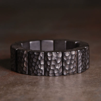 Hand-Hammered Ebony Feng Shui Bracelet - Peace, Vitality & Healing