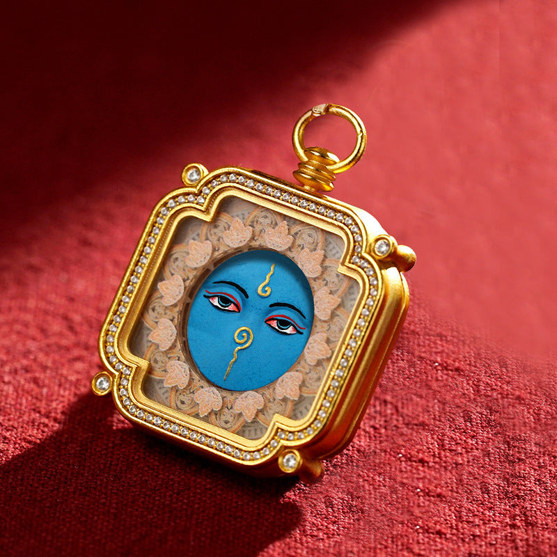 Hand-Painted Tibetan Tsha-Tsha Clay Pendant with Brass Frame (40+ Styles)
