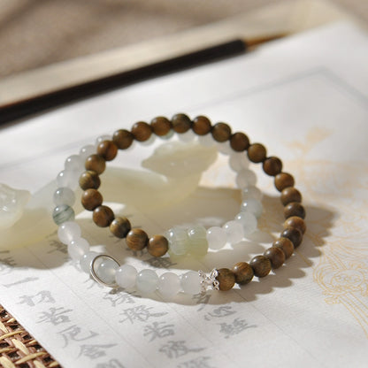 Verawood & Twin Lotus Jade Mala Set for Luck, Protection & Spiritual Growth