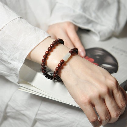 African Padauk & White Jade Bracelet for Purity, Healing & Protection