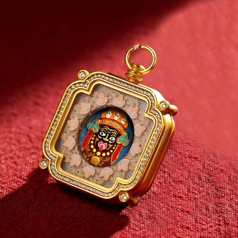Hand-Painted Tibetan Tsha-Tsha Clay Pendant with Brass Frame (40+ Styles)
