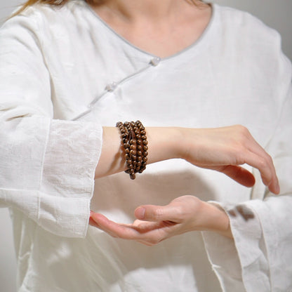 African Golden Silkwood 108 Mala Beads for Peace, Wisdom & Healing