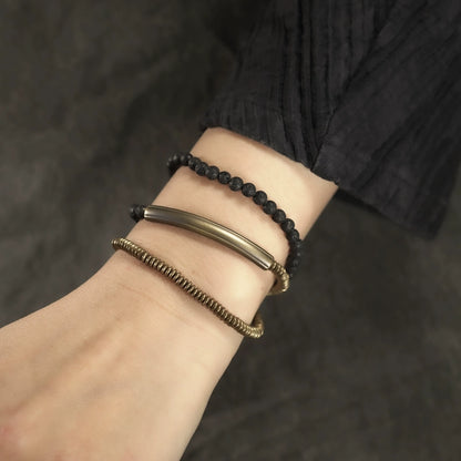 Antique Copper Bracelet with Stone | Stackable Wrap for Courage, Confidence & Strength