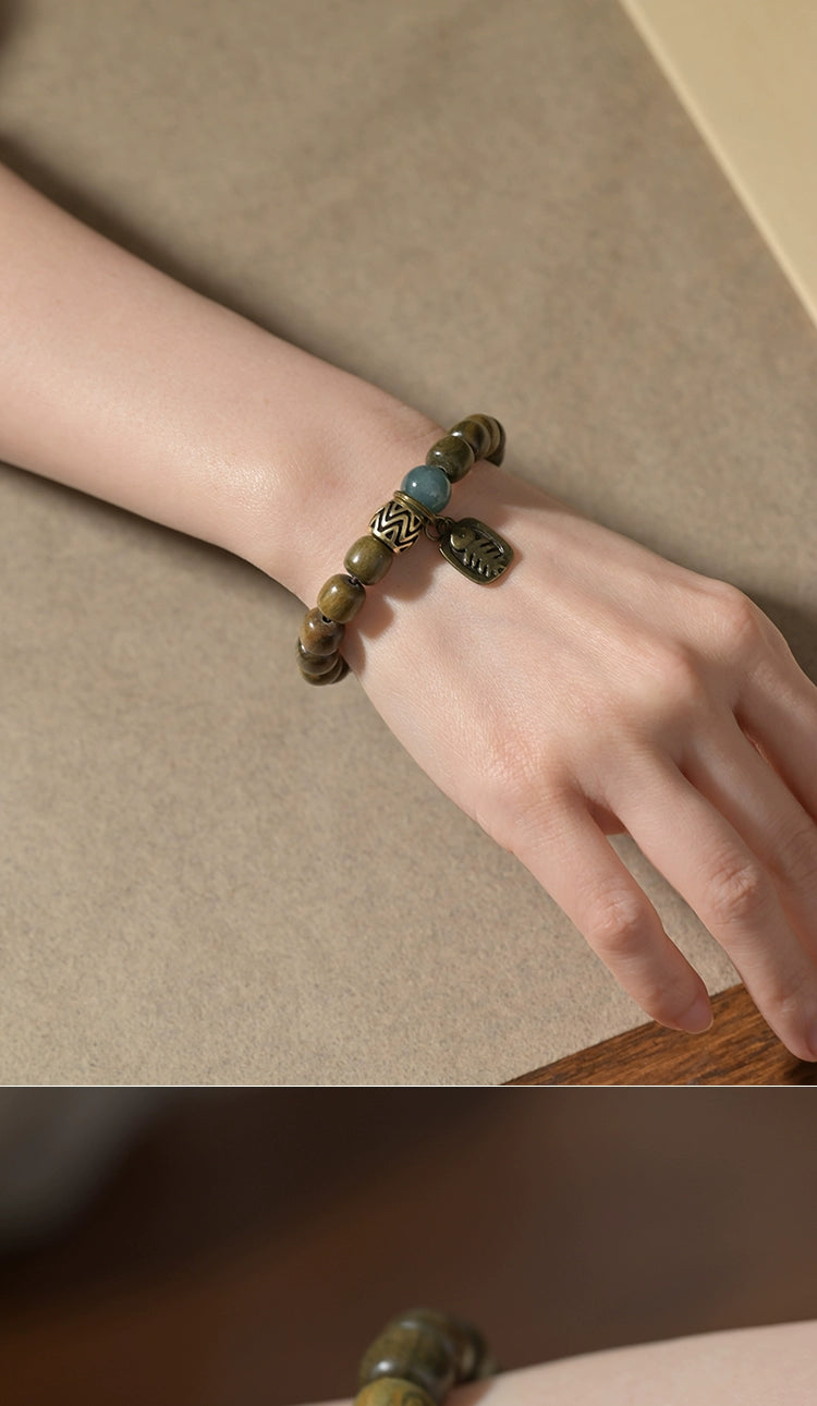 Verawood & Jade Buddhist Bracelet for Spiritual Growth & Compassion