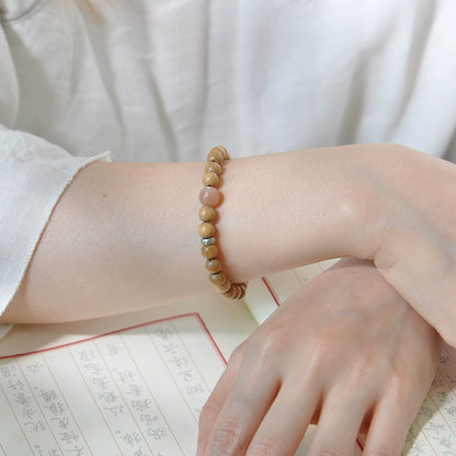 Papuan Sandalwood & Sunstone Mala for Peace, Meditation & Spiritual Growth