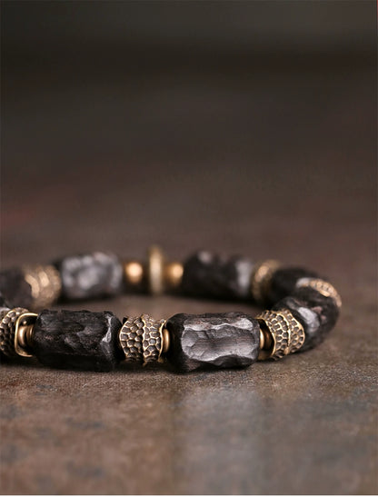 Hand-Carved Ebony & Brass Vitality Bracelet - Spiritual Growth & Healing