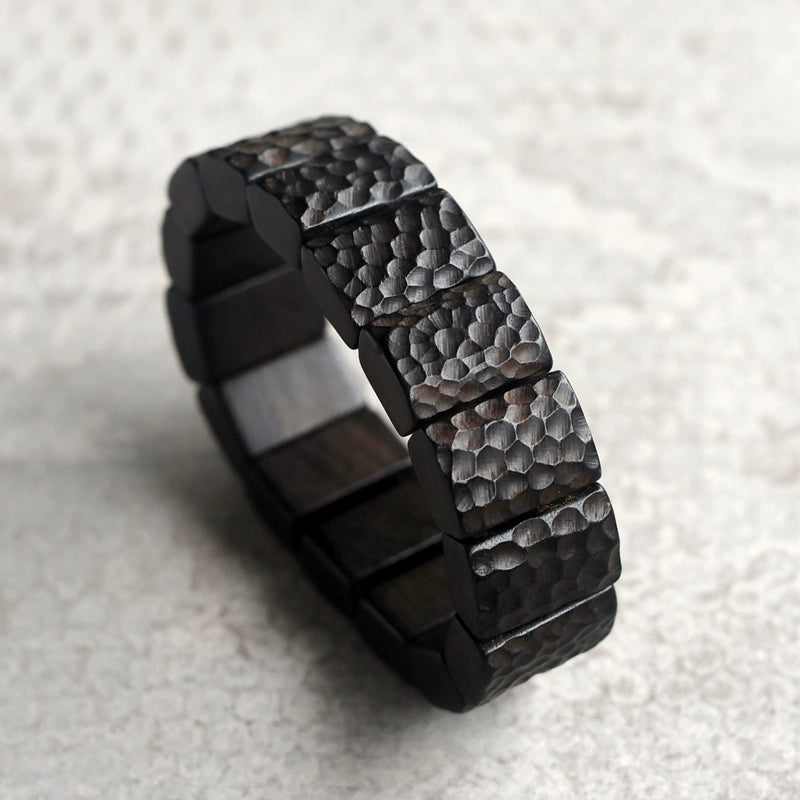 Hand-Hammered Ebony Feng Shui Bracelet - Peace, Vitality & Healing