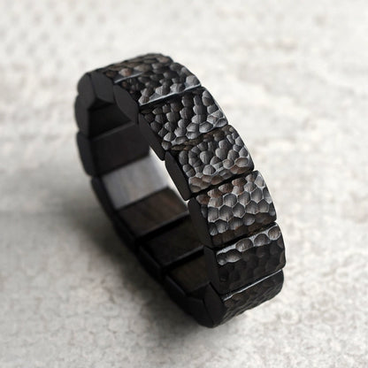 Hand-Hammered Ebony Feng Shui Bracelet - Peace, Vitality & Healing