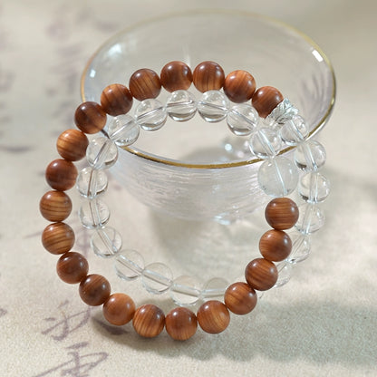Clear Quartz & Cypress Wood Bracelet for Healing and Purification