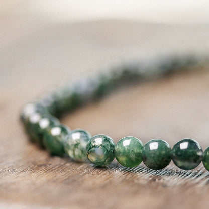 Moss Agate Bracelet with Stone | Beaded Bracelet & Copper Bracelets for Wealth & Good Fortune