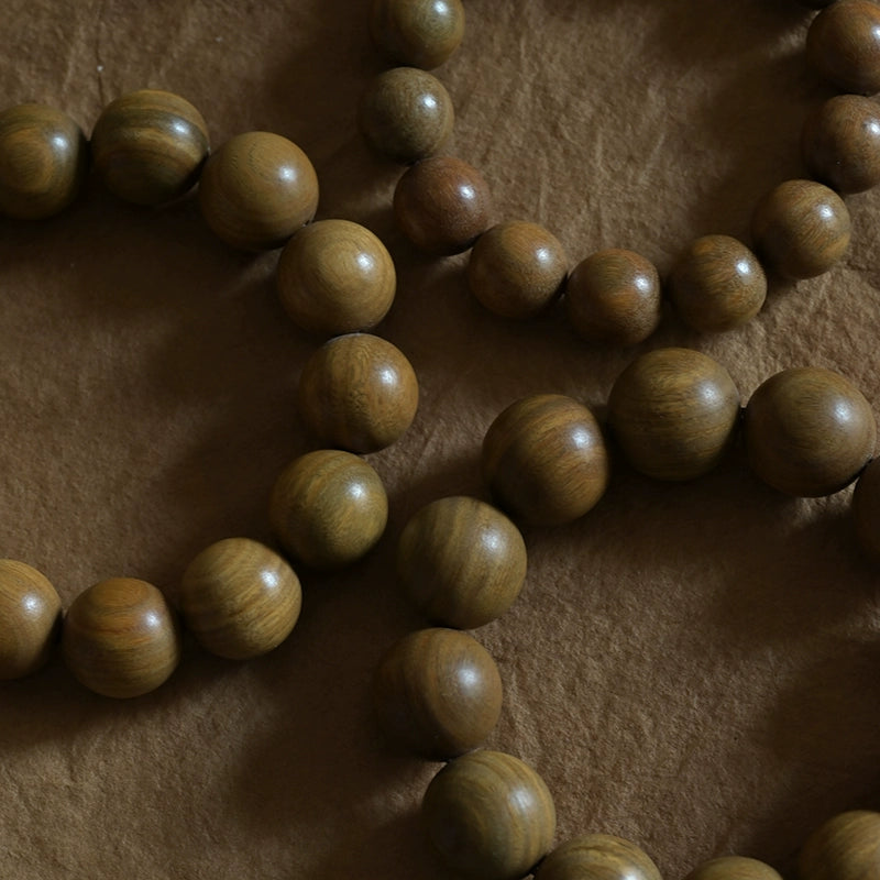 Green Sandalwood Buddha with Beads Bracelet | Wooden Religious Beads for Meditation & Spiritual Growth