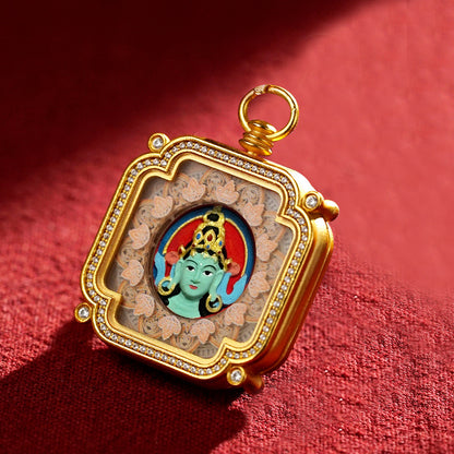 Hand-Painted Tibetan Tsha-Tsha Clay Pendant with Brass Frame (40+ Styles)