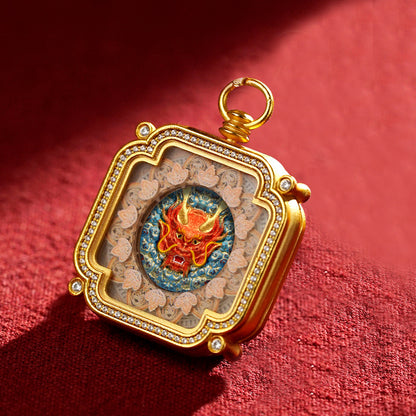 Hand-Painted Tibetan Tsha-Tsha Clay Pendant with Brass Frame (40+ Styles)