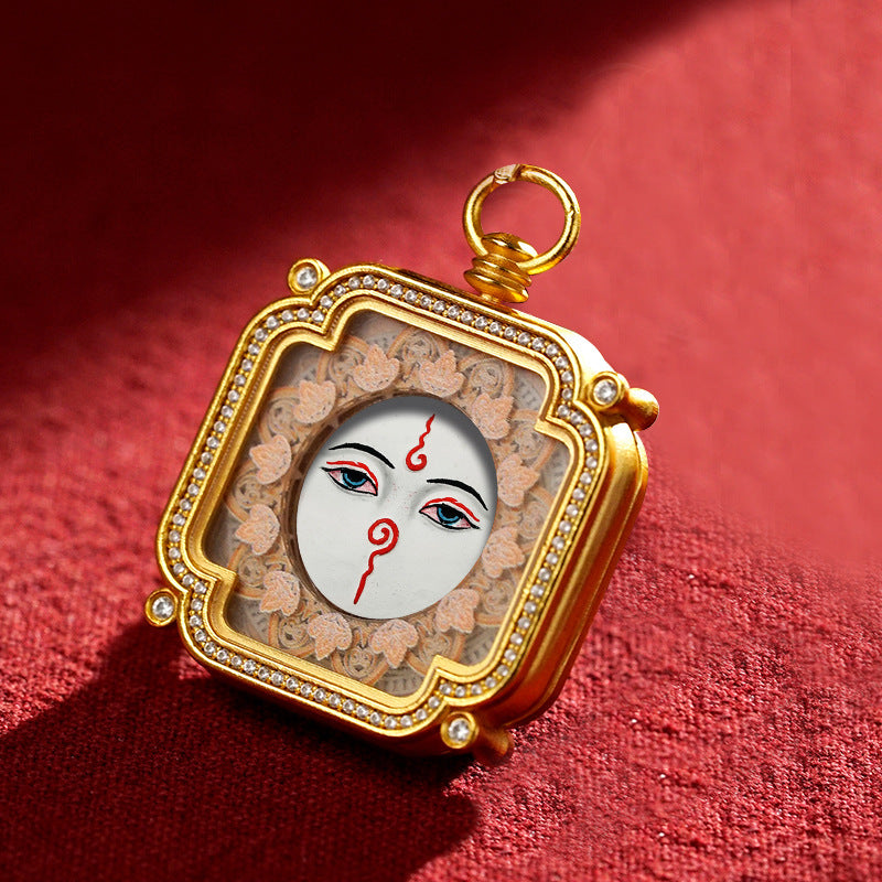 Hand-Painted Tibetan Tsha-Tsha Clay Pendant with Brass Frame (40+ Styles)
