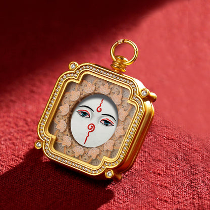 Hand-Painted Tibetan Tsha-Tsha Clay Pendant with Brass Frame (40+ Styles)