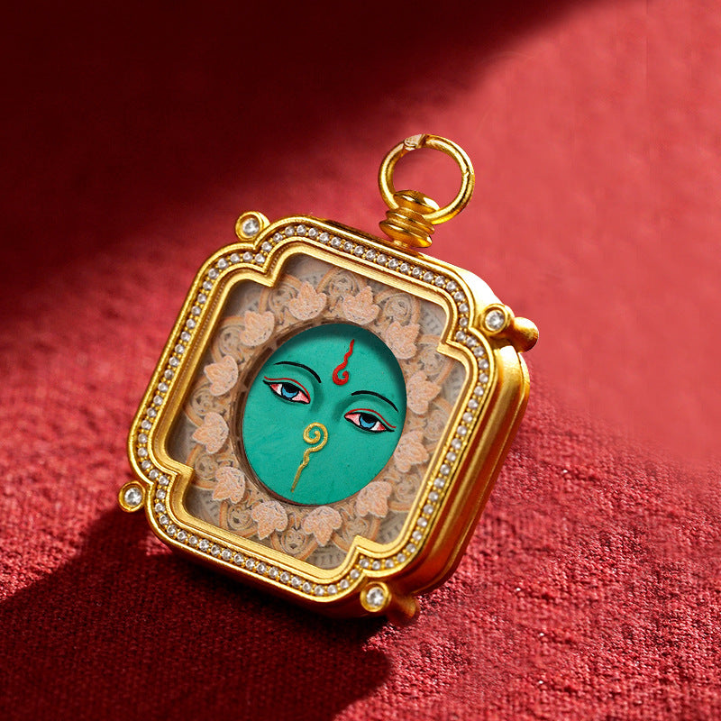 Hand-Painted Tibetan Tsha-Tsha Clay Pendant with Brass Frame (40+ Styles)