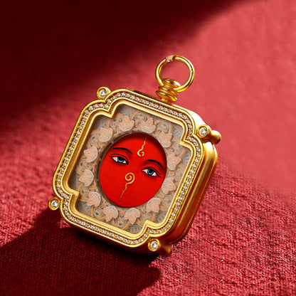 Hand-Painted Tibetan Tsha-Tsha Clay Pendant with Brass Frame (40+ Styles)