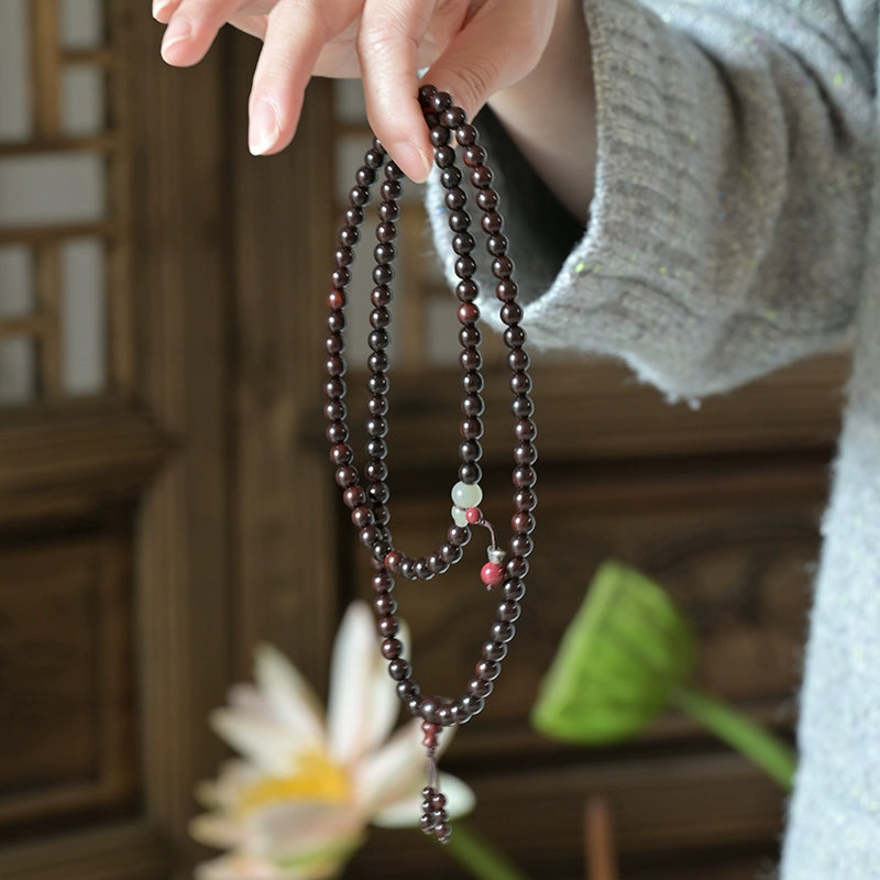 Indian Zitan Sandalwood & Jade Mala for Peace, Compassion & Abundance