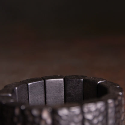 Hand-Hammered Ebony Feng Shui Bracelet - Peace, Vitality & Healing