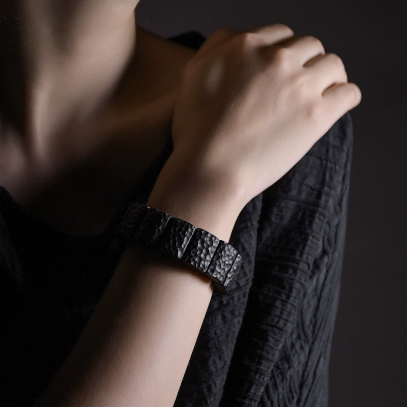 Hand-Hammered Ebony Feng Shui Bracelet - Peace, Vitality & Healing