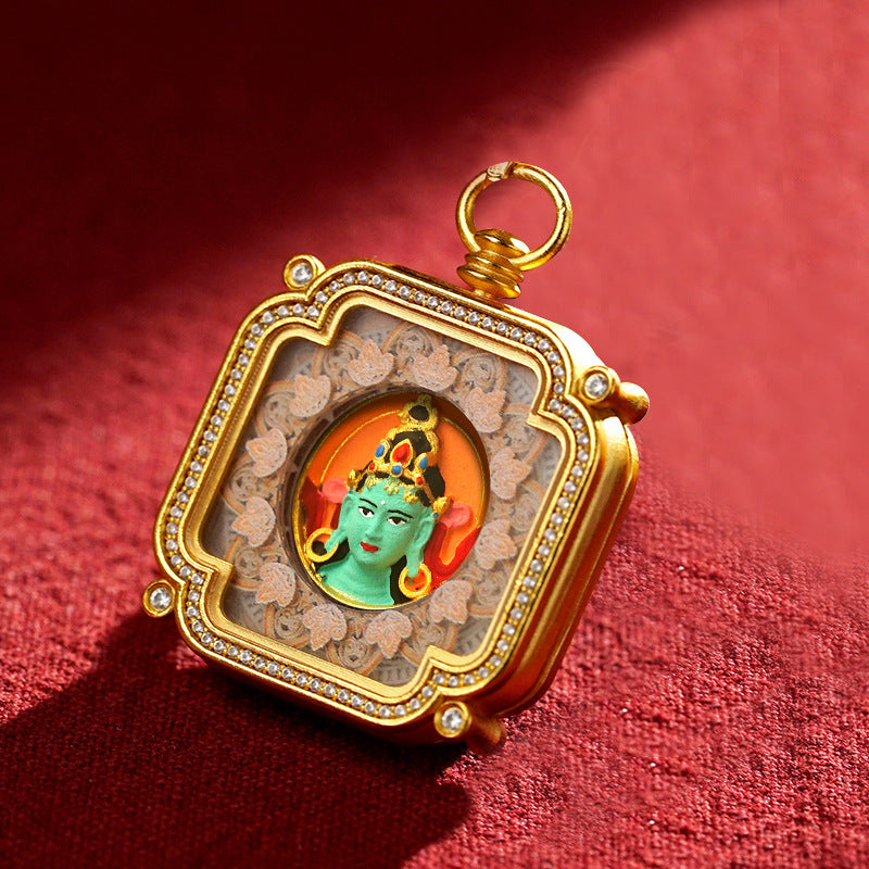 Hand-Painted Tibetan Tsha-Tsha Clay Pendant with Brass Frame (40+ Styles)