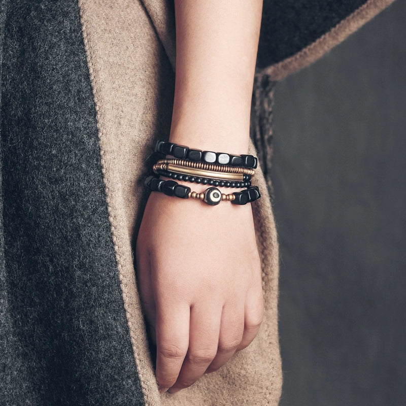 Tibetan Dzi Bead Bracelet Stack for Transformation and Luck