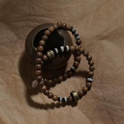 Wenge Wood Buddha Bracelet for Protection, Peace, and Compassion
