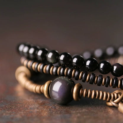 Tibetan Style Good Fortune Bracelet Set - Emotional Healing & Protection