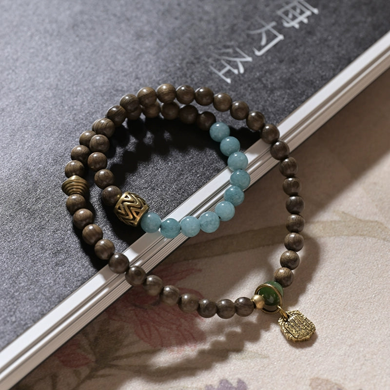 Mystic Mountain & Sea Mala with Jade & Aquamarine