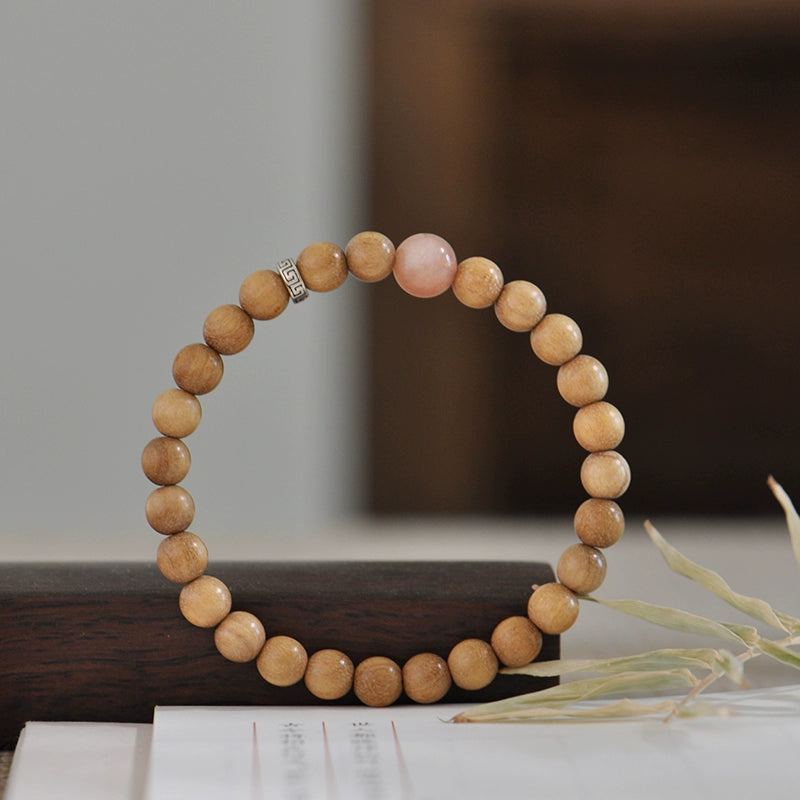 Papuan Sandalwood & Sunstone Mala for Peace, Meditation & Spiritual Growth