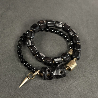Obsidian & Ebony Buddha Beads Mala for Protection and Strength