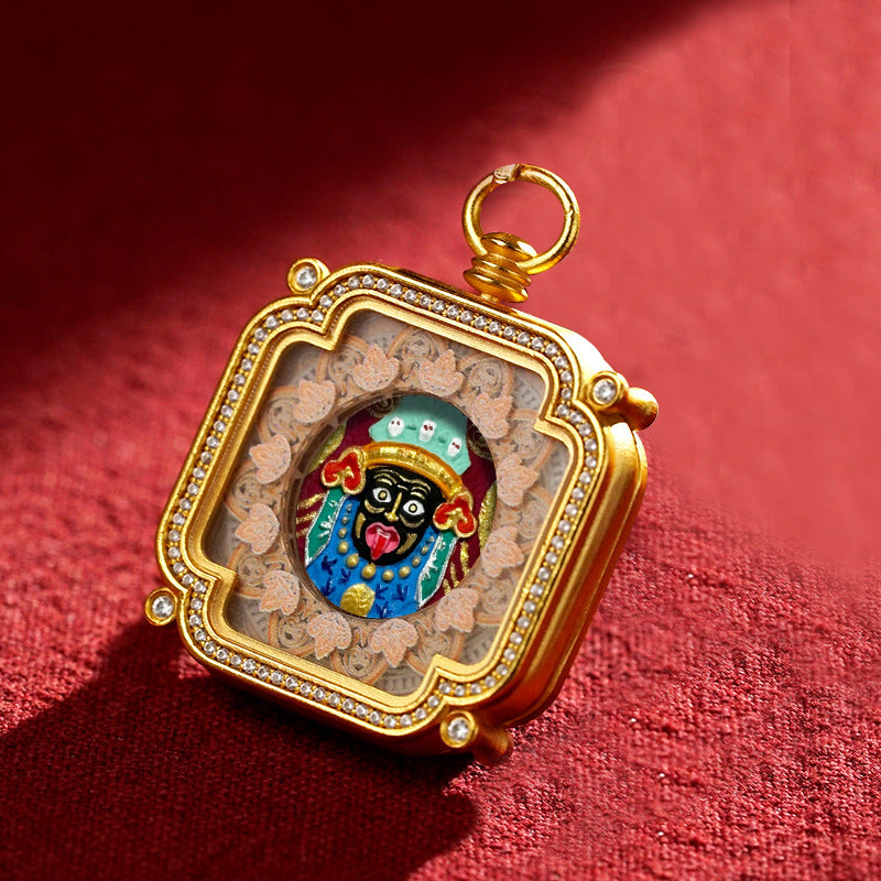 Hand-Painted Tibetan Tsha-Tsha Clay Pendant with Brass Frame (40+ Styles)