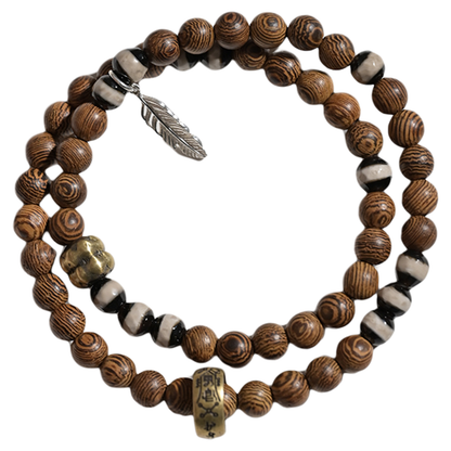 Wenge Wood Buddha Bracelet for Protection, Peace, and Compassion