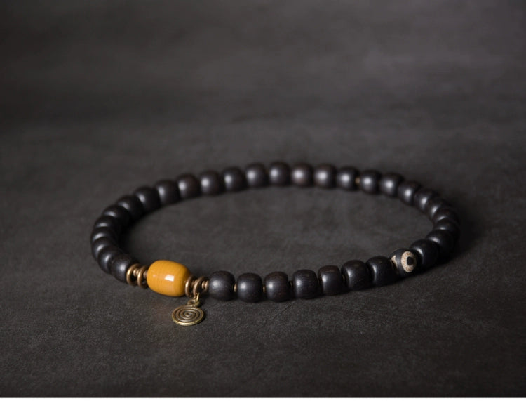 Ebony & Buddha Yellow Jade Bracelet of Compassion - Peace & Purification