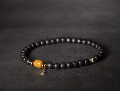 Ebony & Buddha Yellow Jade Bracelet of Compassion - Peace & Purification