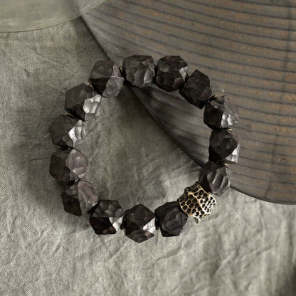 Carved Ebony Feng Shui Bracelet for Abundance & Peace