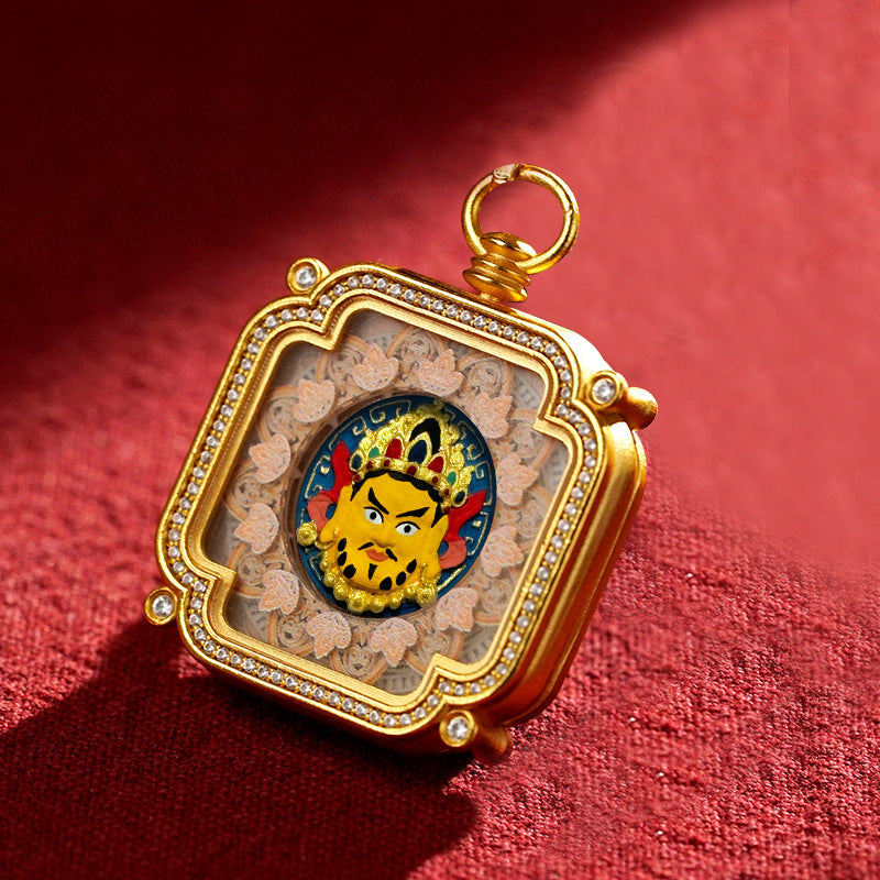 Hand-Painted Tibetan Tsha-Tsha Clay Pendant with Brass Frame (40+ Styles)