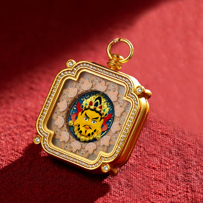 Hand-Painted Tibetan Tsha-Tsha Clay Pendant with Brass Frame (40+ Styles)