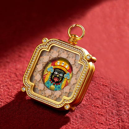 Hand-Painted Tibetan Tsha-Tsha Clay Pendant with Brass Frame (40+ Styles)