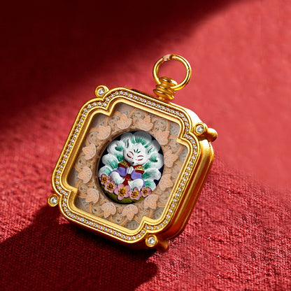 Hand-Painted Tibetan Tsha-Tsha Clay Pendant with Brass Frame (40+ Styles)
