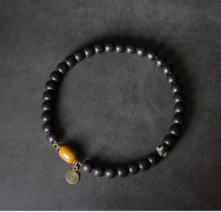 Ebony & Buddha Yellow Jade Bracelet of Compassion - Peace & Purification