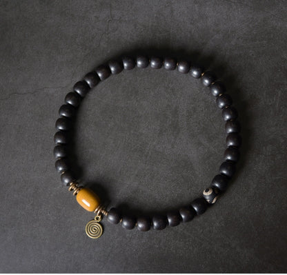 Ebony & Buddha Yellow Jade Bracelet of Compassion - Peace & Purification