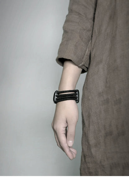 Tibetan Style Ebony Wood Bracelet for Balance & Spiritual Growth
