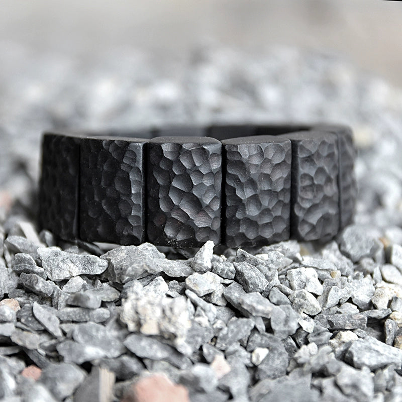 Hand-Hammered Ebony Feng Shui Bracelet - Peace, Vitality & Healing