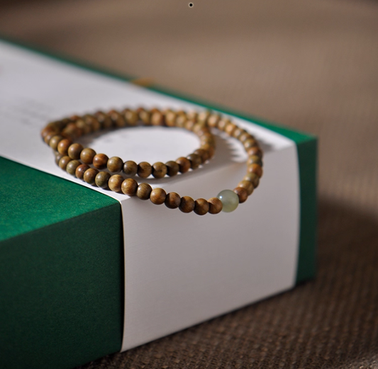 Verawood & Jade Mala Bracelet for Peace, Healing & Prosperity