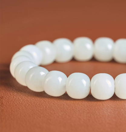 Authentic Hetian White Jade Bracelet for Good Fortune & Spiritual Growth