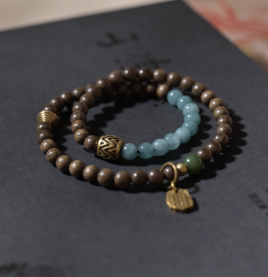 Mystic Mountain & Sea Mala with Jade & Aquamarine