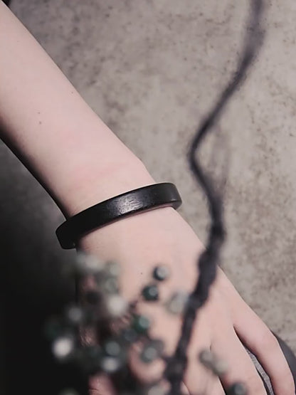 Hand-Polished Solid Ebony Wood Cuff Bracelet - Minimalist Grounding Bangle